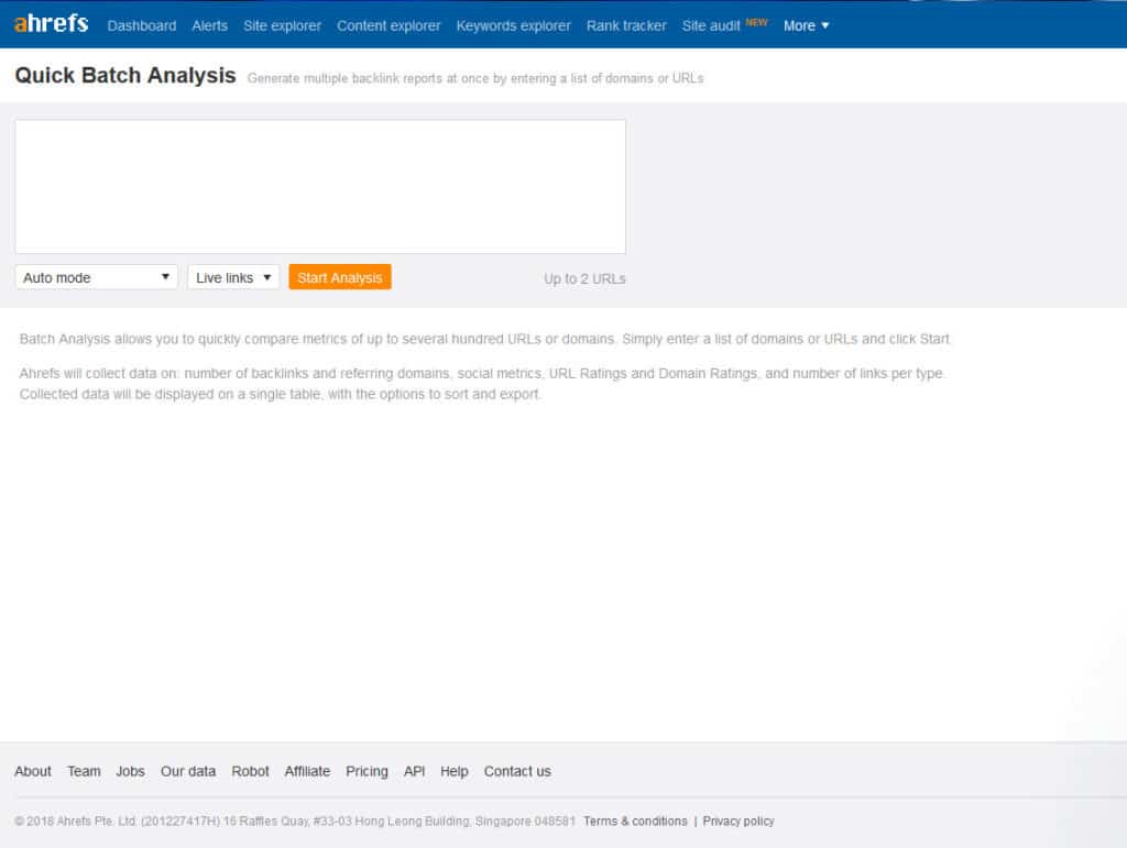 AHREFS Batch Analysis