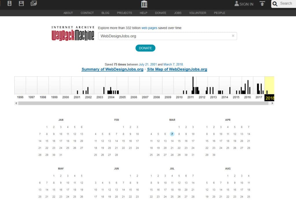 Way Back Machine used for SEO