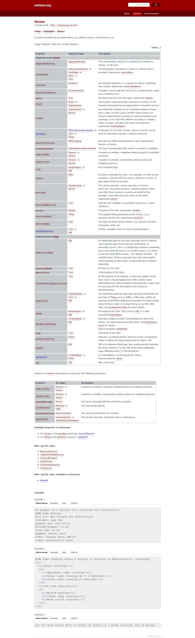 Service Schema