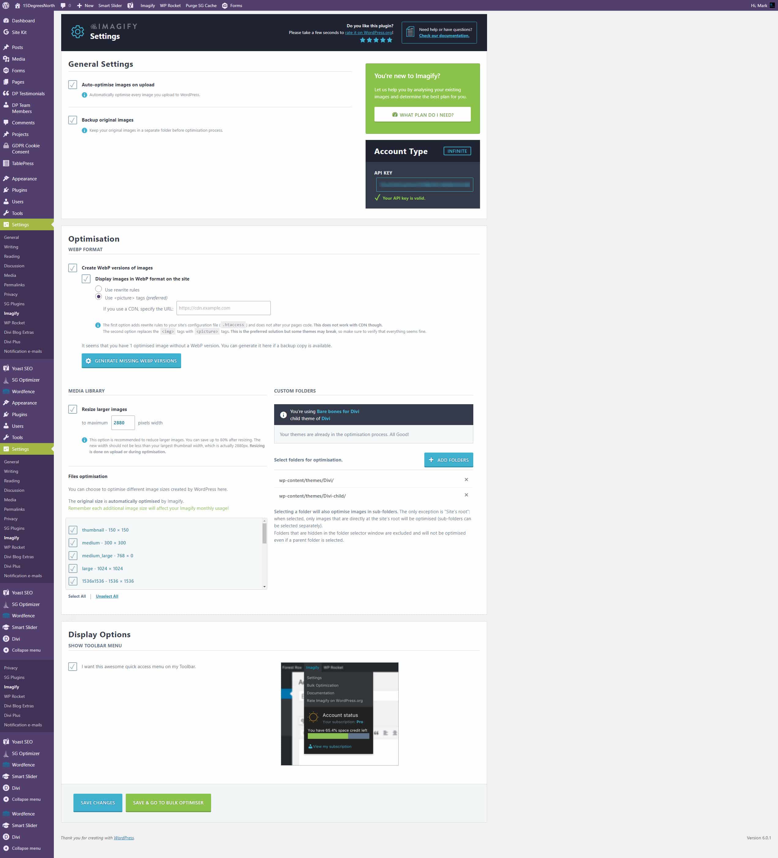 Imagify Settings Page