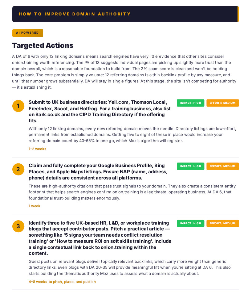 VOICE Report Actions Needed
